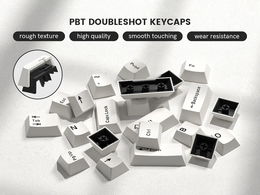 High Keycaps Lock Womier PBT keycaps Set, 126 Keys Double Shot Retro Keyboard caps for 60 ...