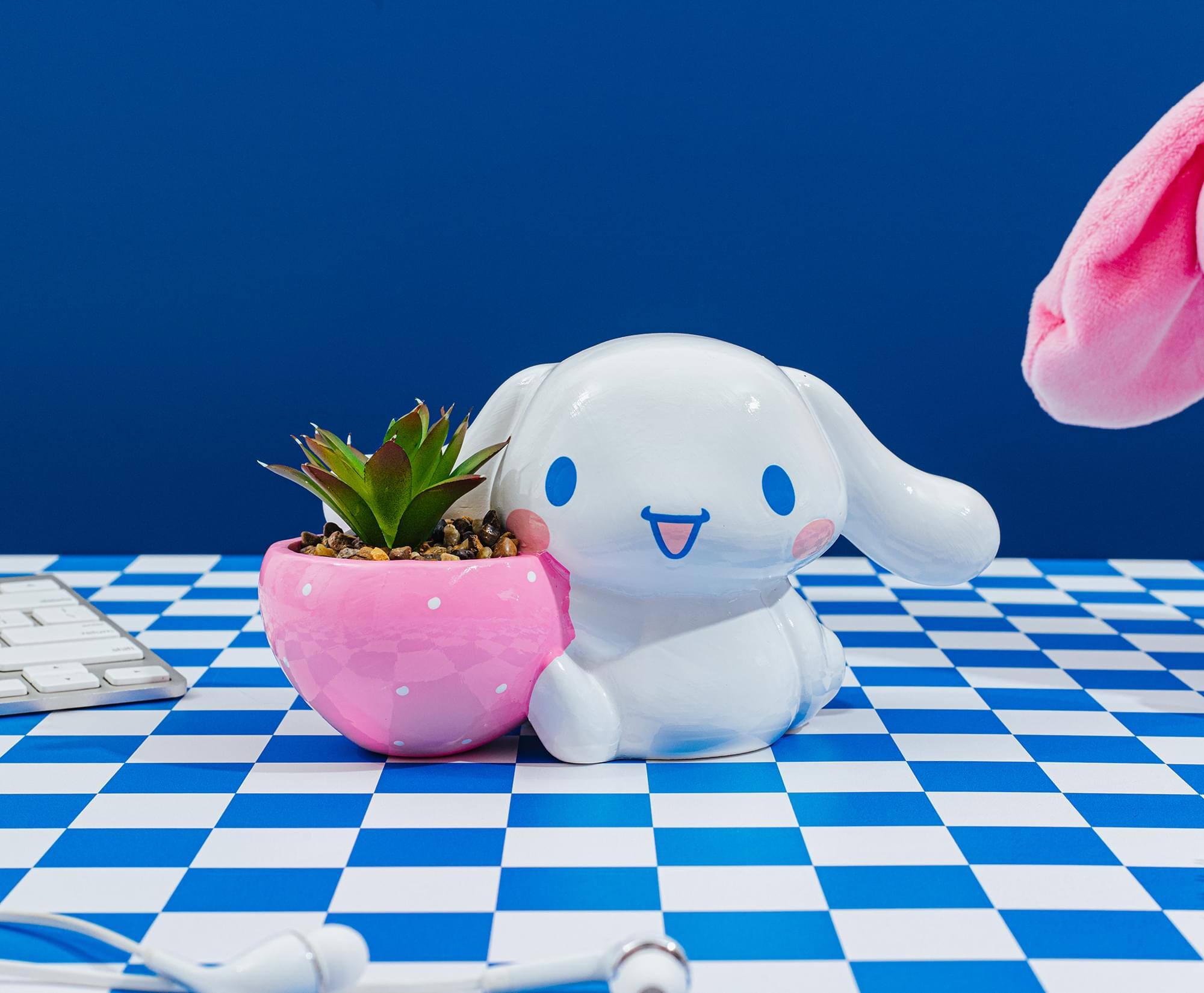 Alt View 4. Silver Buffalo - Sanrio Cinnamoroll Strawberry Ceramic Mini Planter With Artificial Succulent - Multi-Colored.