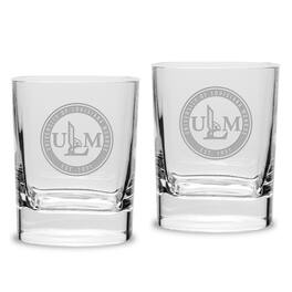 Jardine - ULM Warhawks 11.75oz. Two-Piece Luigi Bormioli Square Double Old Fashion Glasses Set - Multicolor