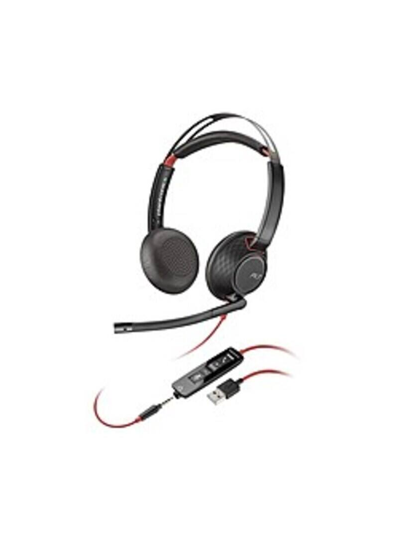Front. Plantronics - USB Type-A Stereo On-Ear Mono Wired Headset - Black - Black.
