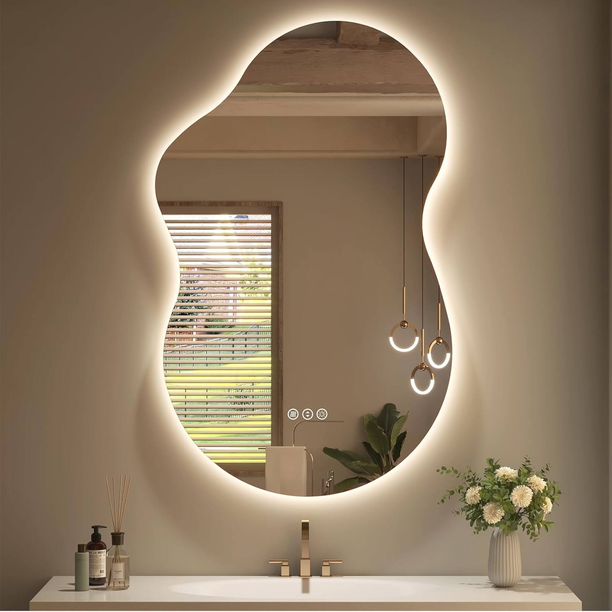 Alt View 2. Boyel Living - 20 x 32 in Cloud Shaped LED Wall Mirror with Adjustable Viewing Angle and Back Light.