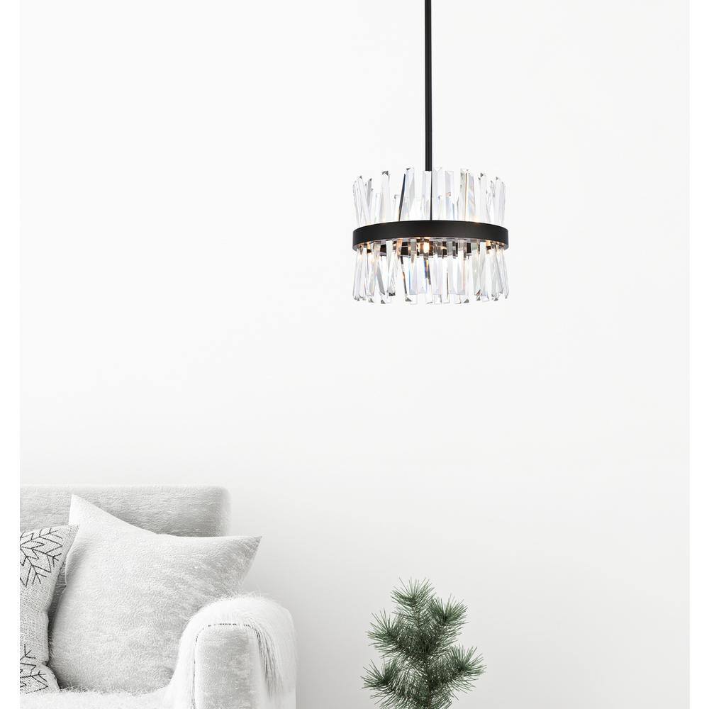Angle. Elegant Lighting - Serephina 16 inch crystal round pendant light in black - Black.
