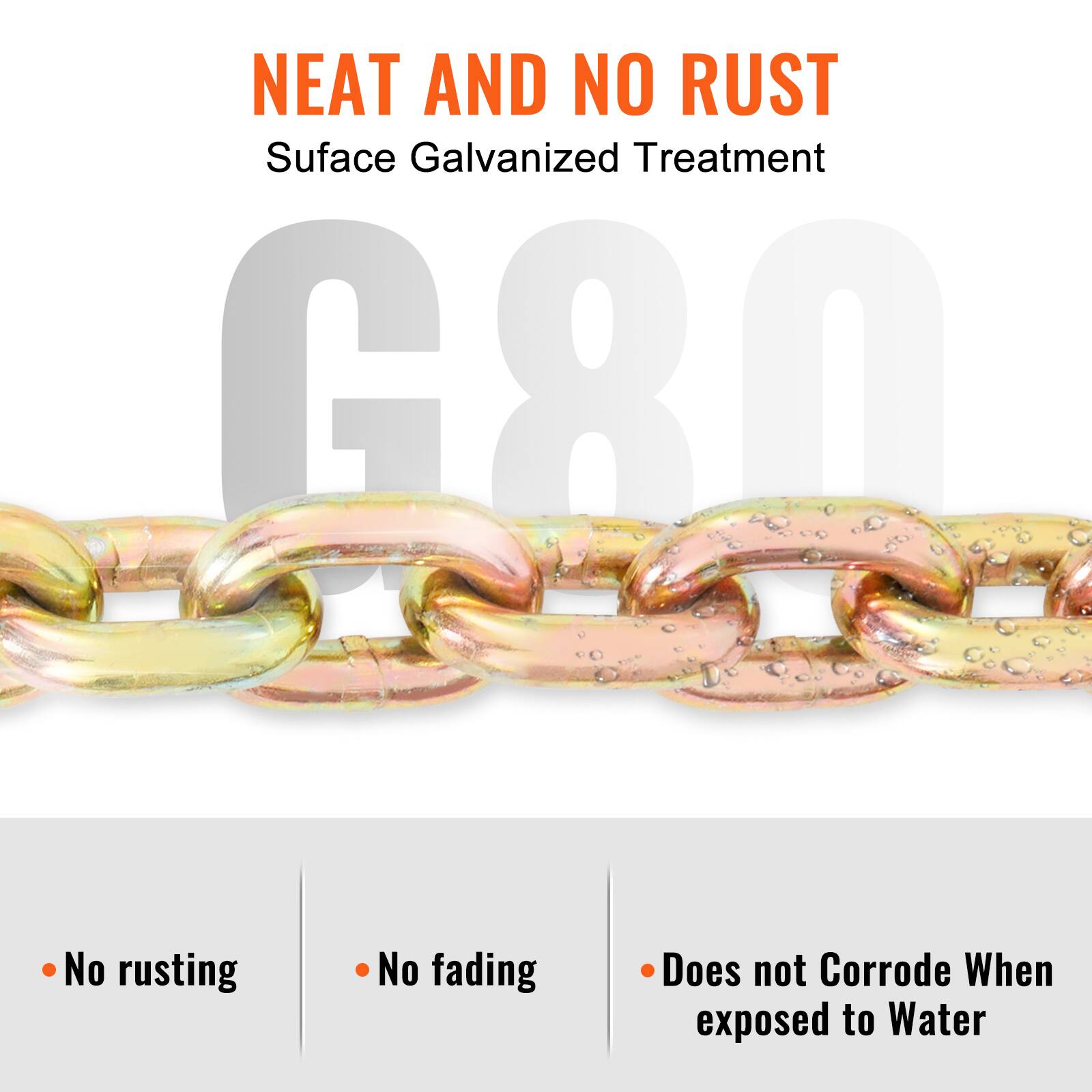 NEAT AND NO RUST  
Surface Galvanized Treatment G80  
- No rusting  
- No fading  
- Does not Corrode When exposed to Water