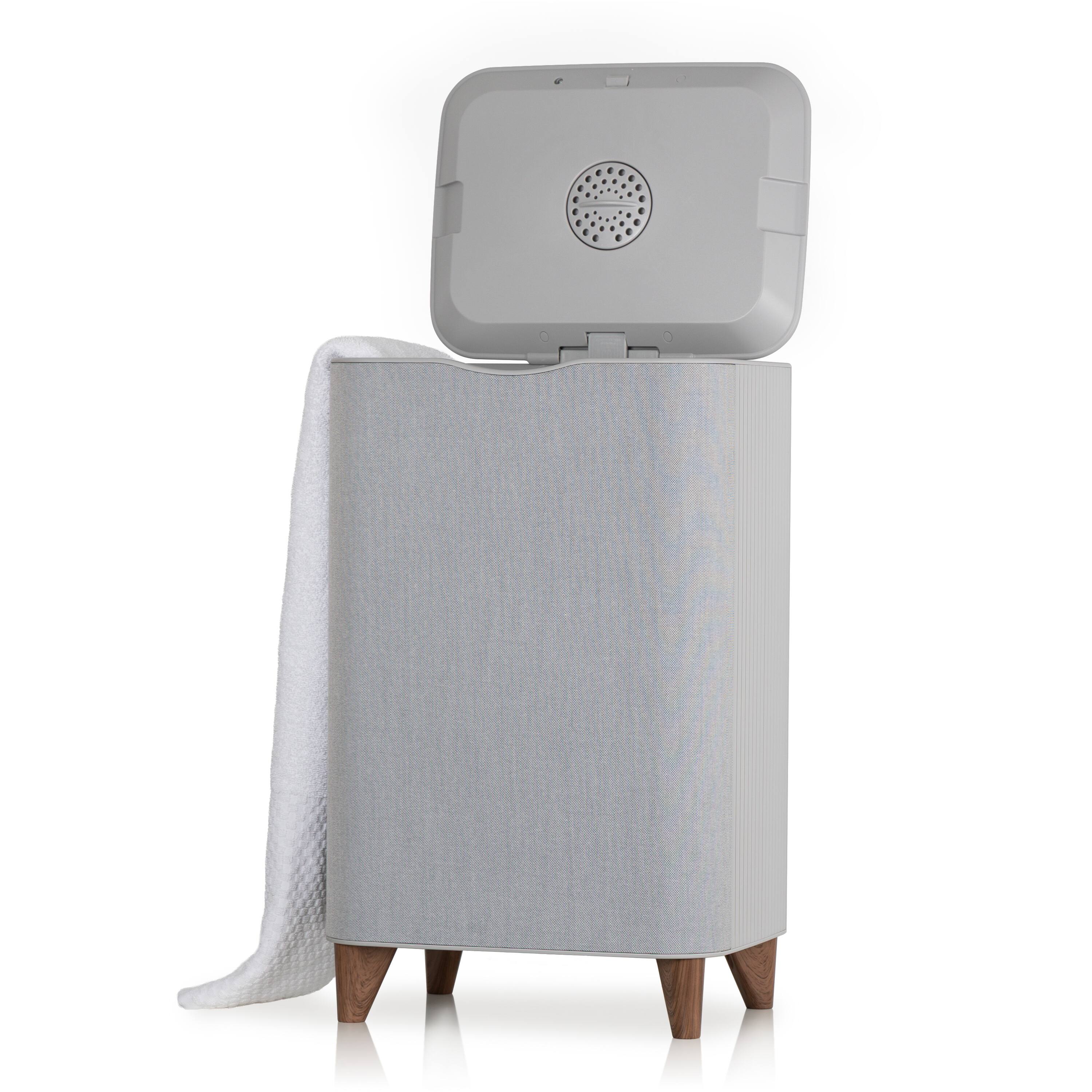 Back. Zadro - Fabric-Wrapped Modern Lux Towel Warmer — 24L, Stainless-Steel Tub - Gray.