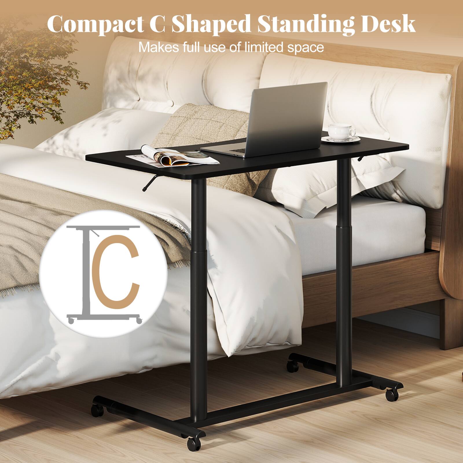 Compact C Shaped Standing Desk  
Makes full use of limited space