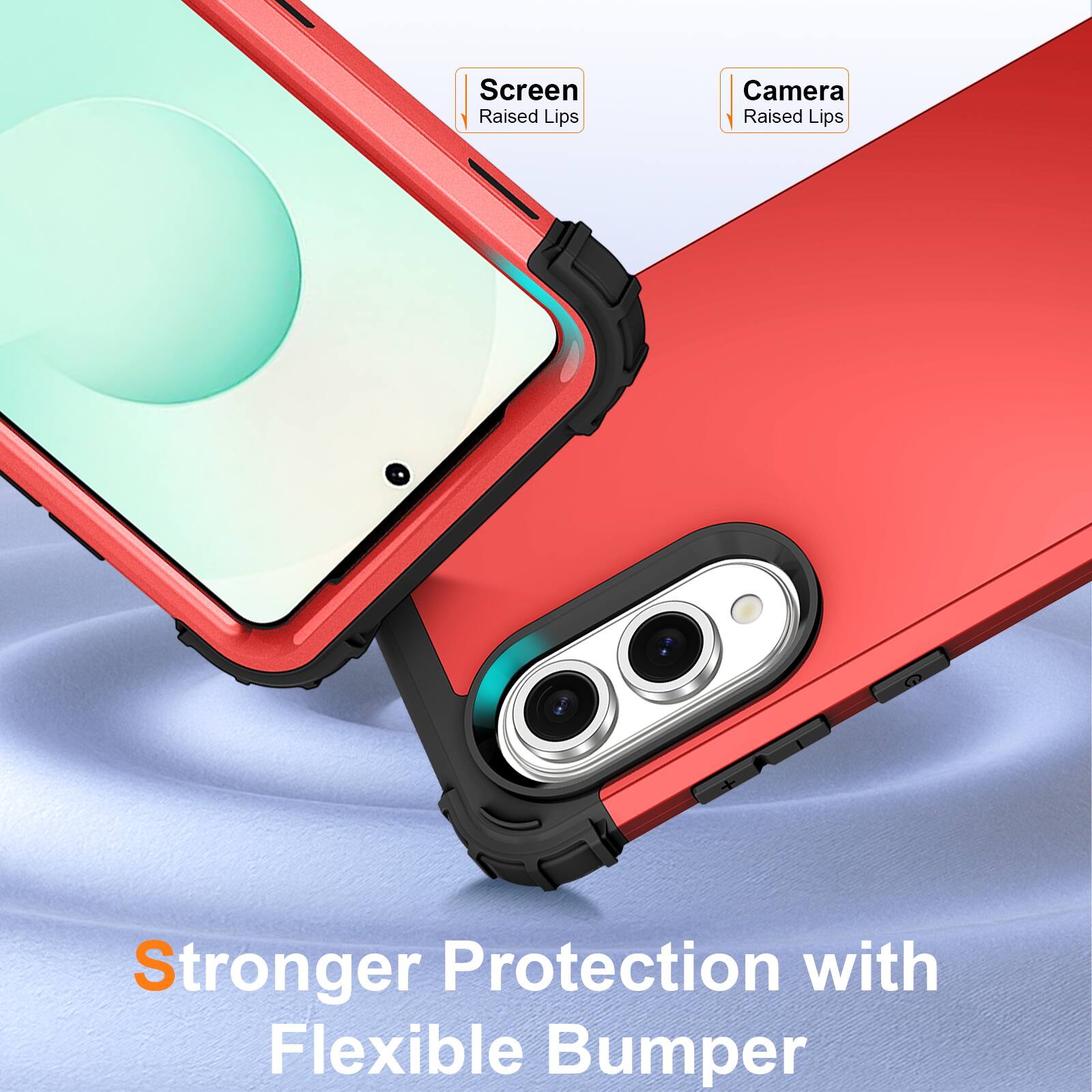 Screen Raised Lips  
Camera Raised Lips  
Stronger Protection with Flexible Bumper