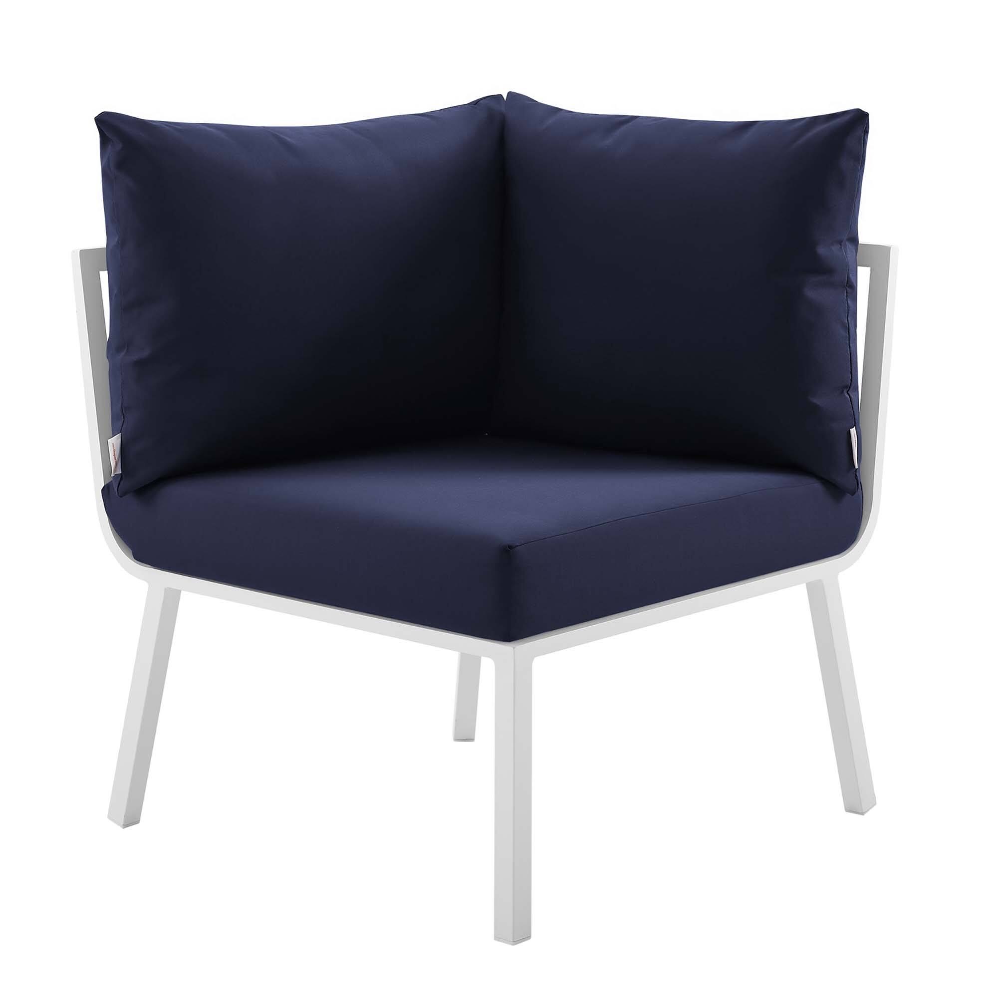 Back. Modway - Riverside Outdoor Patio Aluminum Corner Chair by Modway - White Navy.