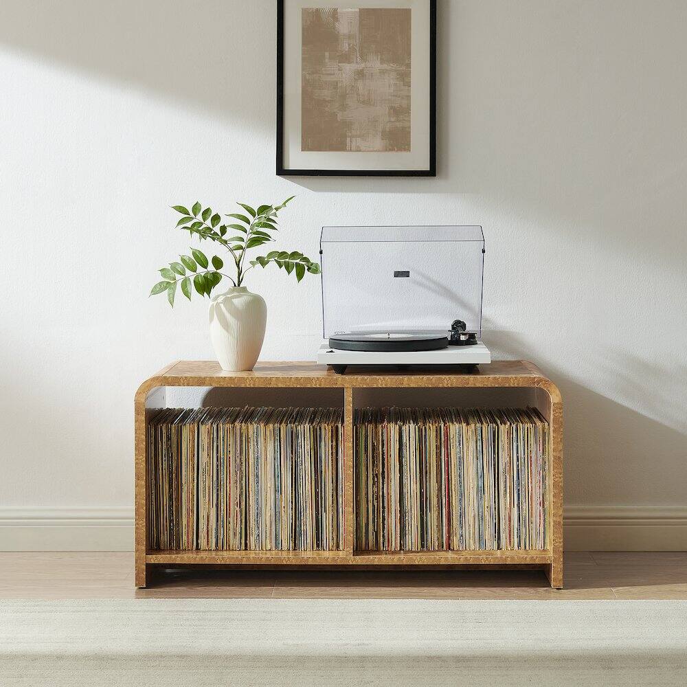 Alt View 4. Crosley Furniture - Ingrid Medium Record Player Stand With Vinyl Storage Maple - Brown.