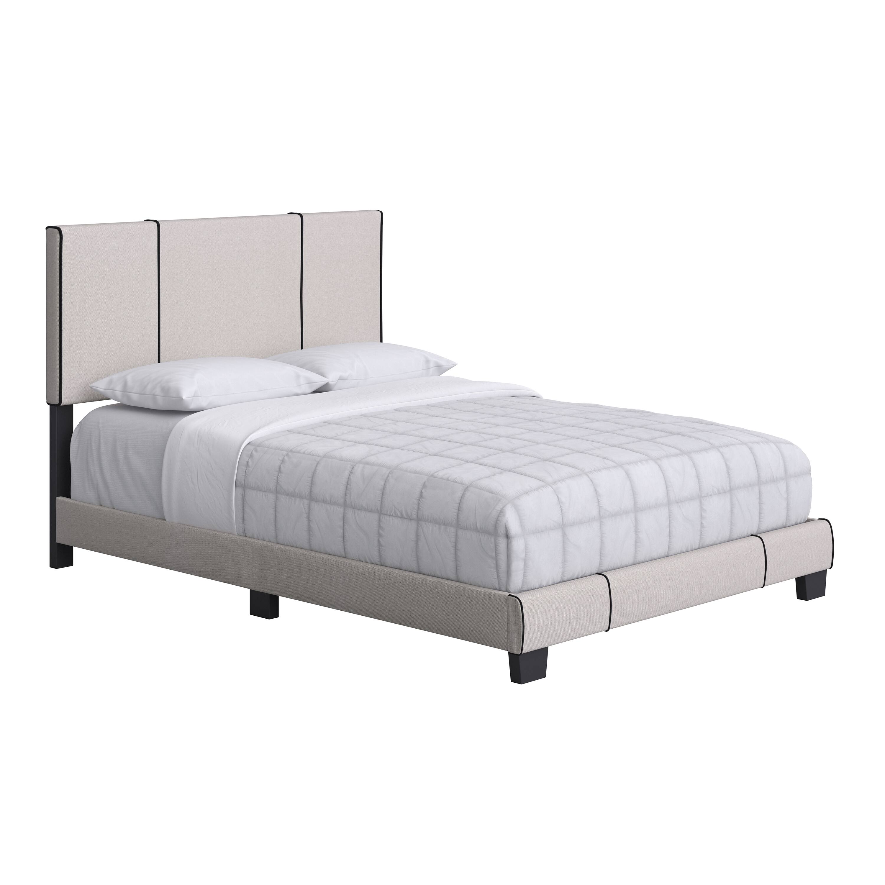 Alt View 2. Boyd Sleep - Lucena Upholstered Bed Frame, 4 Slat Wood Support System, Box Spring Required, Twin - White.
