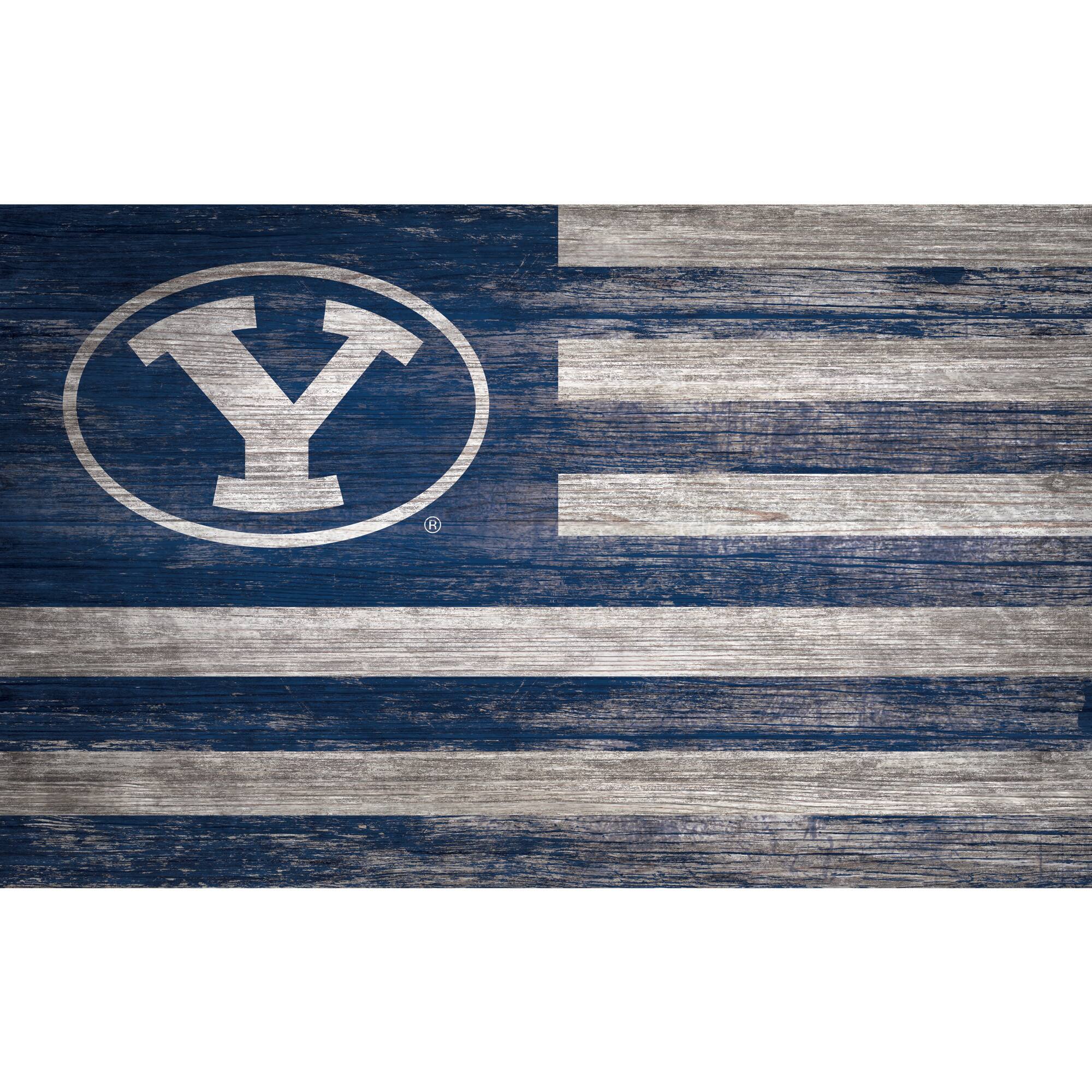 BYU Cougars 11'' x 19'' Distressed Flag Sign