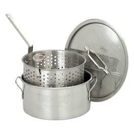 Bayou Classic - 10 Quart Stainless Steel Fry Pot w/Perforated Basket & Thermometer - Silver