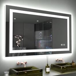 Boyel Living - 40x24 inch IP54 Waterproof LED Bathroom Mirror Anti Fog Dimmable Adjustable Color Temperature - Silver