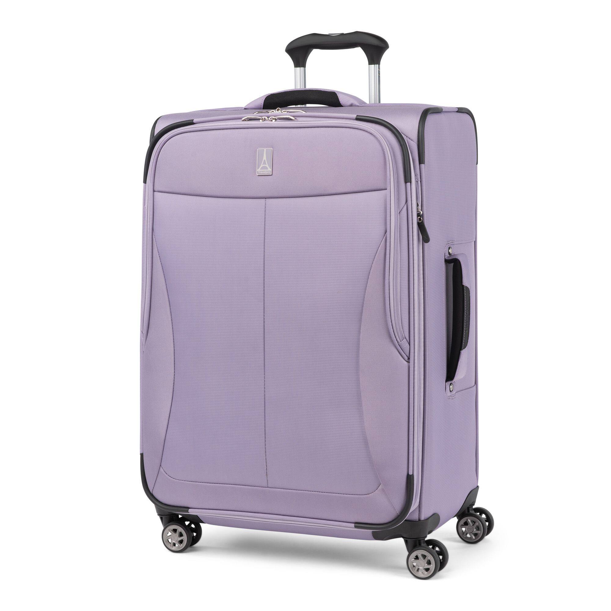 Front. Travelpro - Walkabout 6 Softside Expandable 25" Medium Checked Spinner Luggage - Metallic Violet.