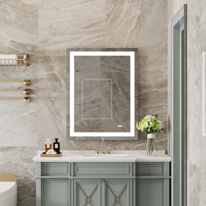 "WELLFOR - 28""x36"" Rectangular Frameless Anti-Fog LED Bathroom Vanity Mirror, Wall Mounted Vanity Mirror with Memory Function - Silver" price history on PriceWatchPro