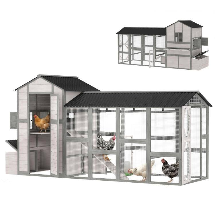 Front. PULUZ - 147 inch Extra Large Chicken Coop, Wooden Hen House for 8-10 Hens, Outdoor Chicken House Poultry Hutch with Run.