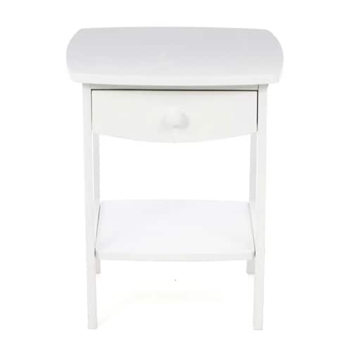 SlickBlue - Wood Contemporary 1-Drawer Bedside Table Nightstand for Bedroom - White