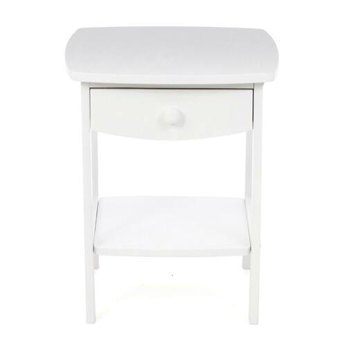 Front. SlickBlue - Wood Contemporary 1-Drawer Bedside Table Nightstand for Bedroom - White.