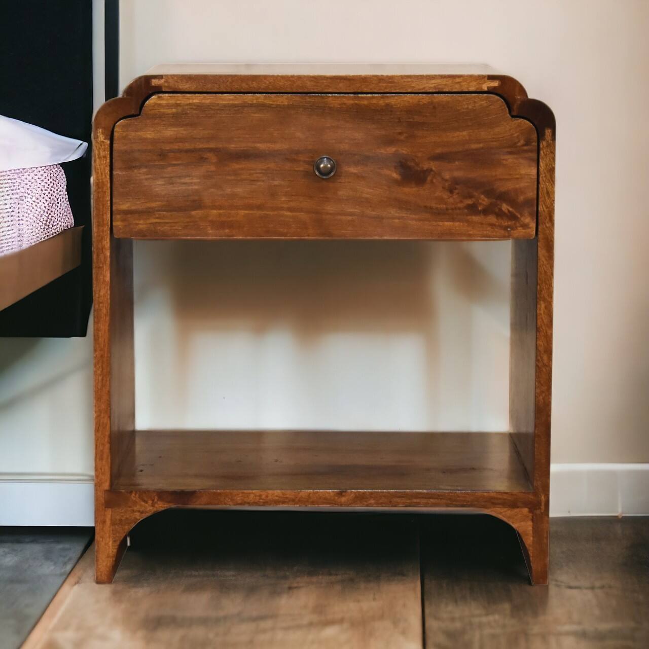Alt View 8. Artisan Furniture - Artisan Furniture Solid Wood Newton Nightstand, 1 Drawer, 1 Open Shelf, Brown - Chestnut.