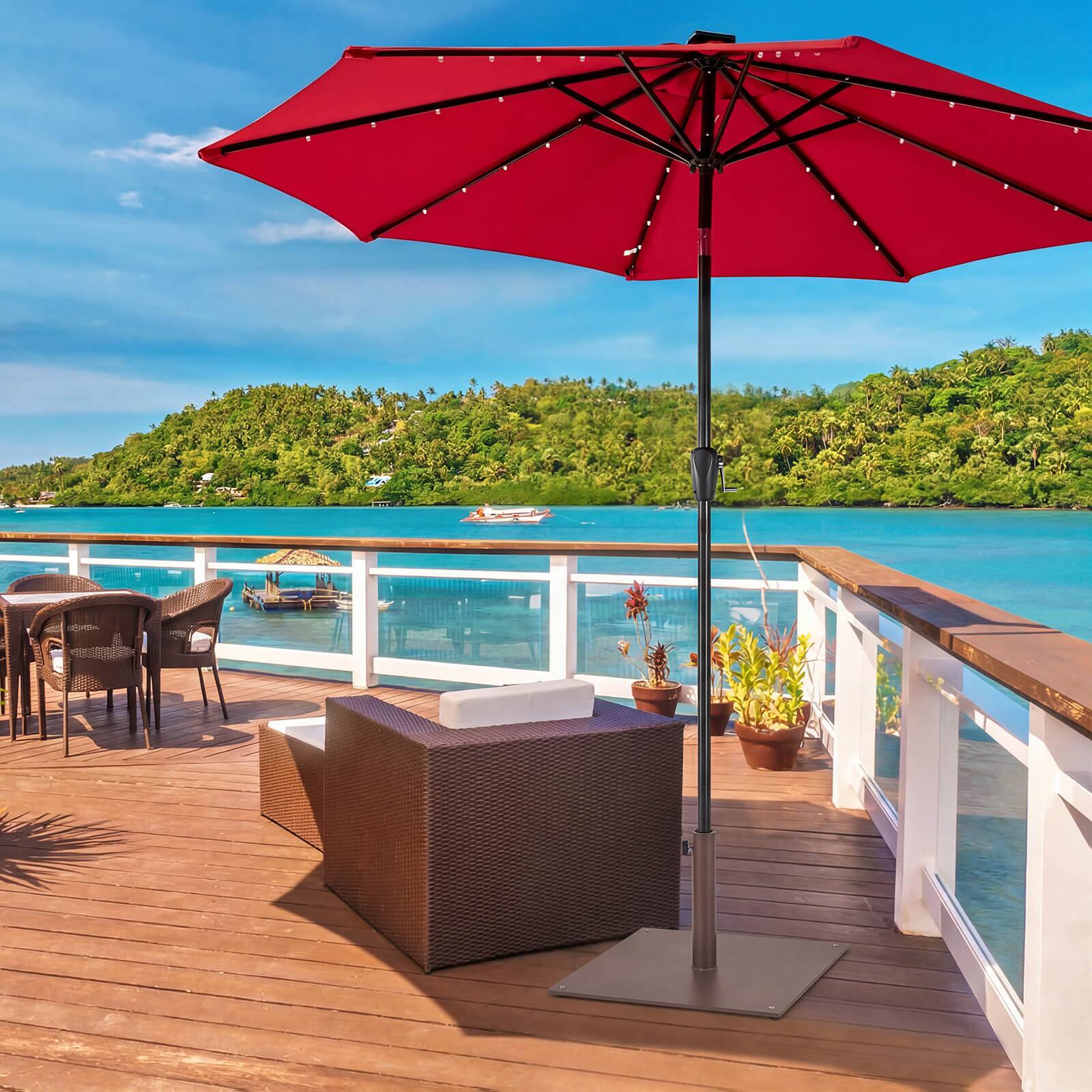 Alt View 3. Costway - Costway 25" Square Patio Umbrella Base Weighted 42 LBS Outdoor Market Stand Footpads - Brown.