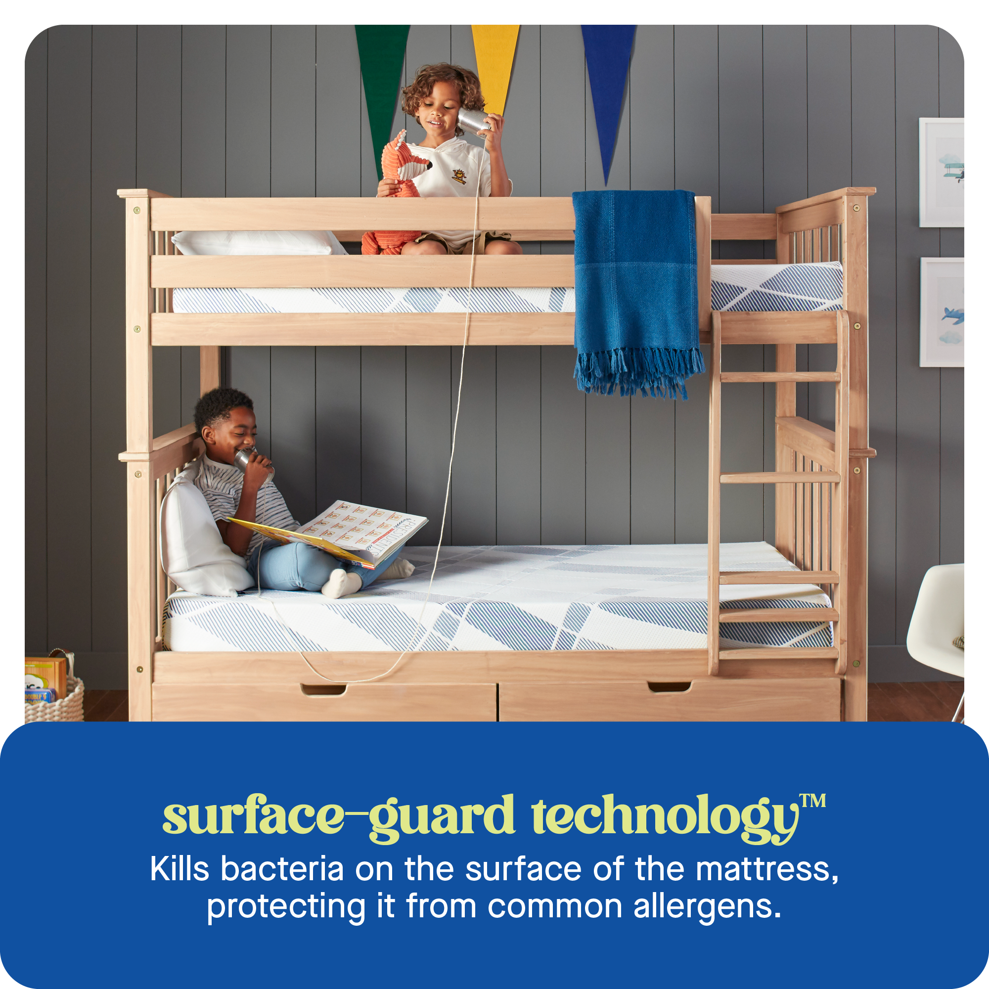 TM surface-guard technology" kills bacteria on the surface of the mattress, protecting it from common allergens.