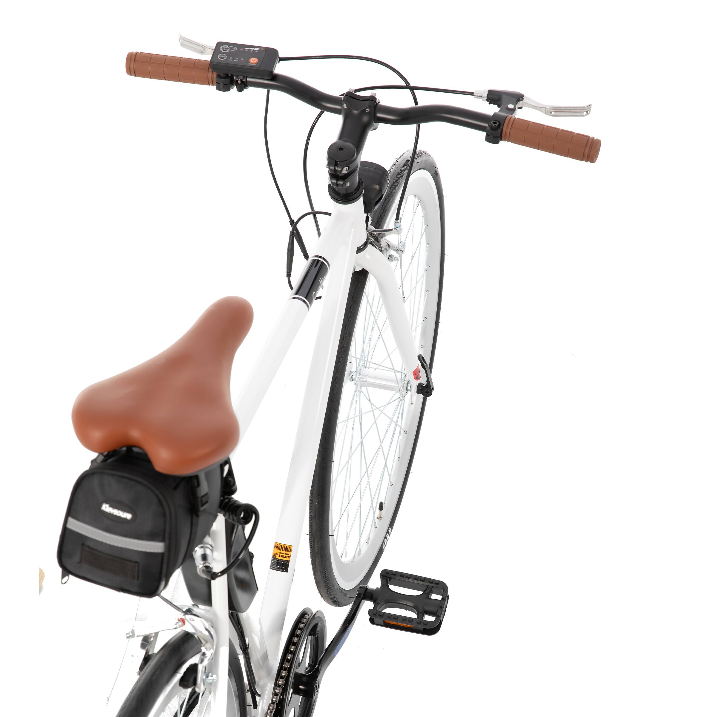 Alt View 8. HILAND - 700C Road Electric Bike for Adults, Commuting E-bike for Men Women, 250W Motor, 36V Removable Battery, 20 MPH, White - White.