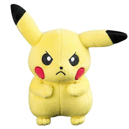 Front. Pokémon - Pokemon Basic 8-Inch Plush - Angry Pikachu - Yellow.