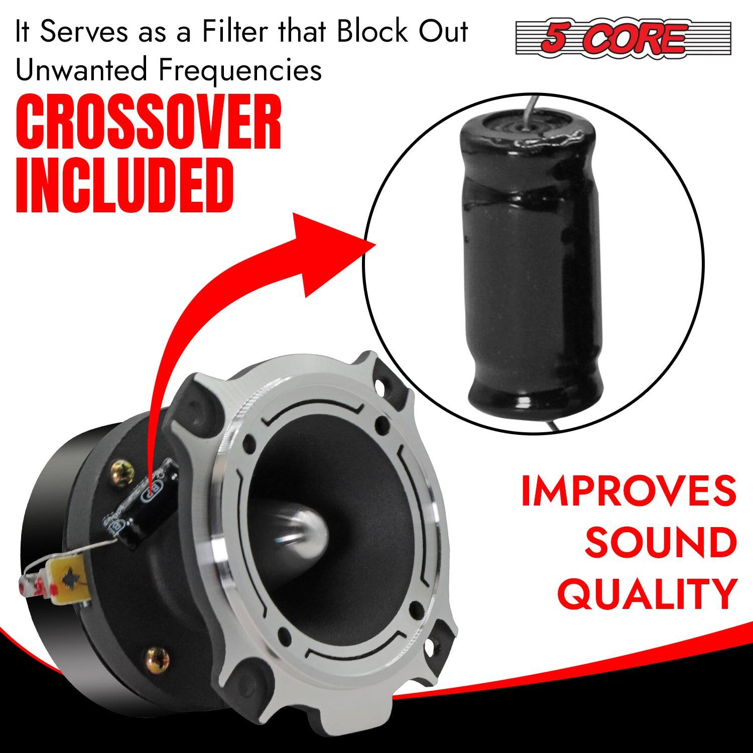 5 CORE 5Core Tweeters Speakers Car Audio Pair 600W Peak 3.5 Inch