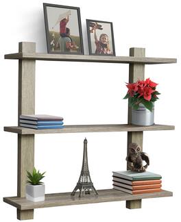 Sorbus - Bathroom Shelves - 3-Tier Wall Mounted Floating Shelves for Books, Trophies, Wall Décor - Gray