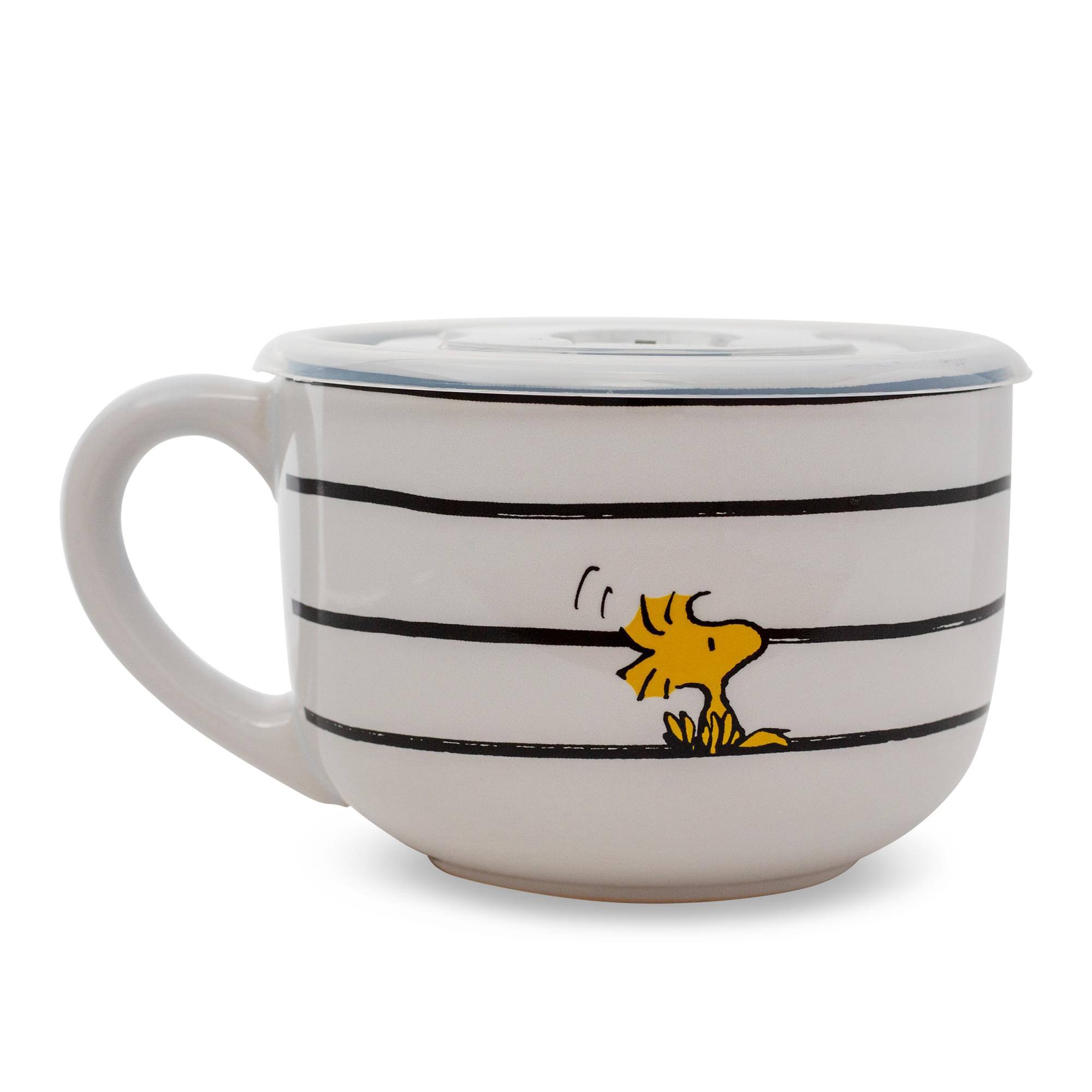 Alt View 1. Silver Buffalo - Peanuts Snoopy "Did Someone Say Food?" Ceramic Soup Mug With Vented Lid - White.