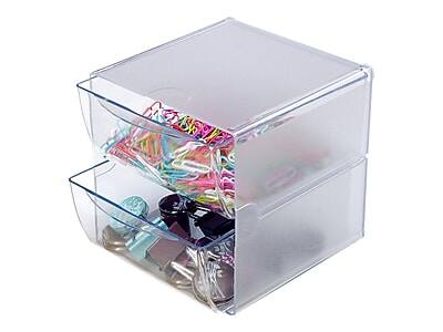 Alt View 1. Deflecto - Cube 2 Compartment Stackable Plastic Storage Drawers, Clear - Clear.