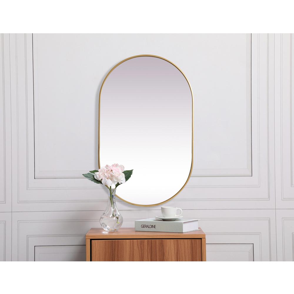 Alt View 5. Elegant Decor - Metal Frame Oval Mirror 30x48 Inch in Brass - Brass.