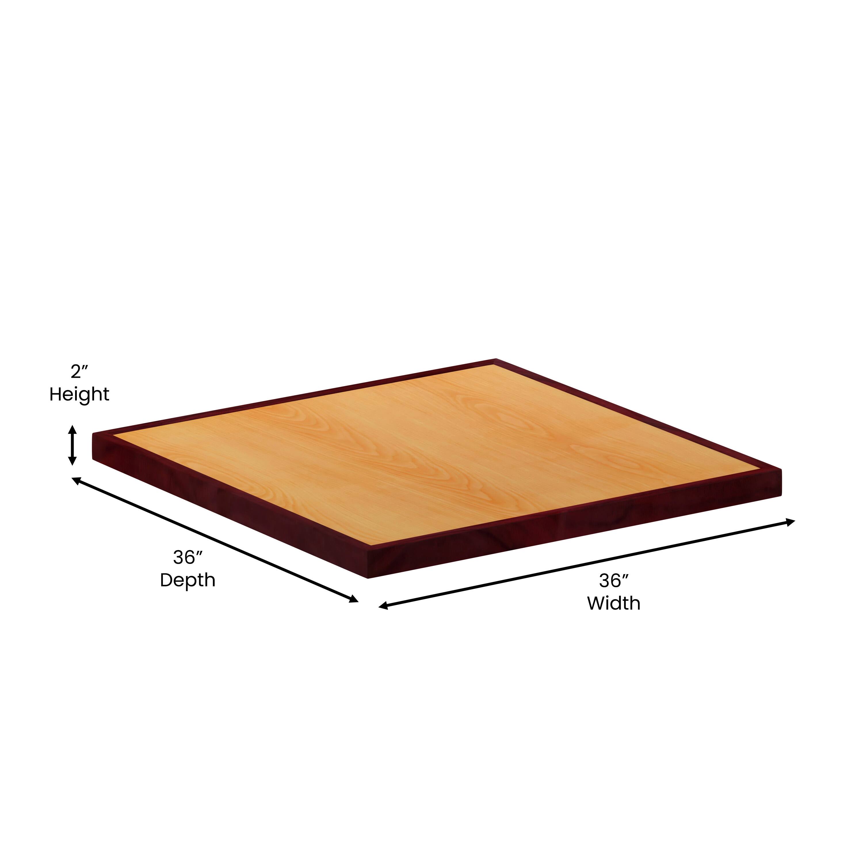 2" Height  
36" Depth  
36" Width
