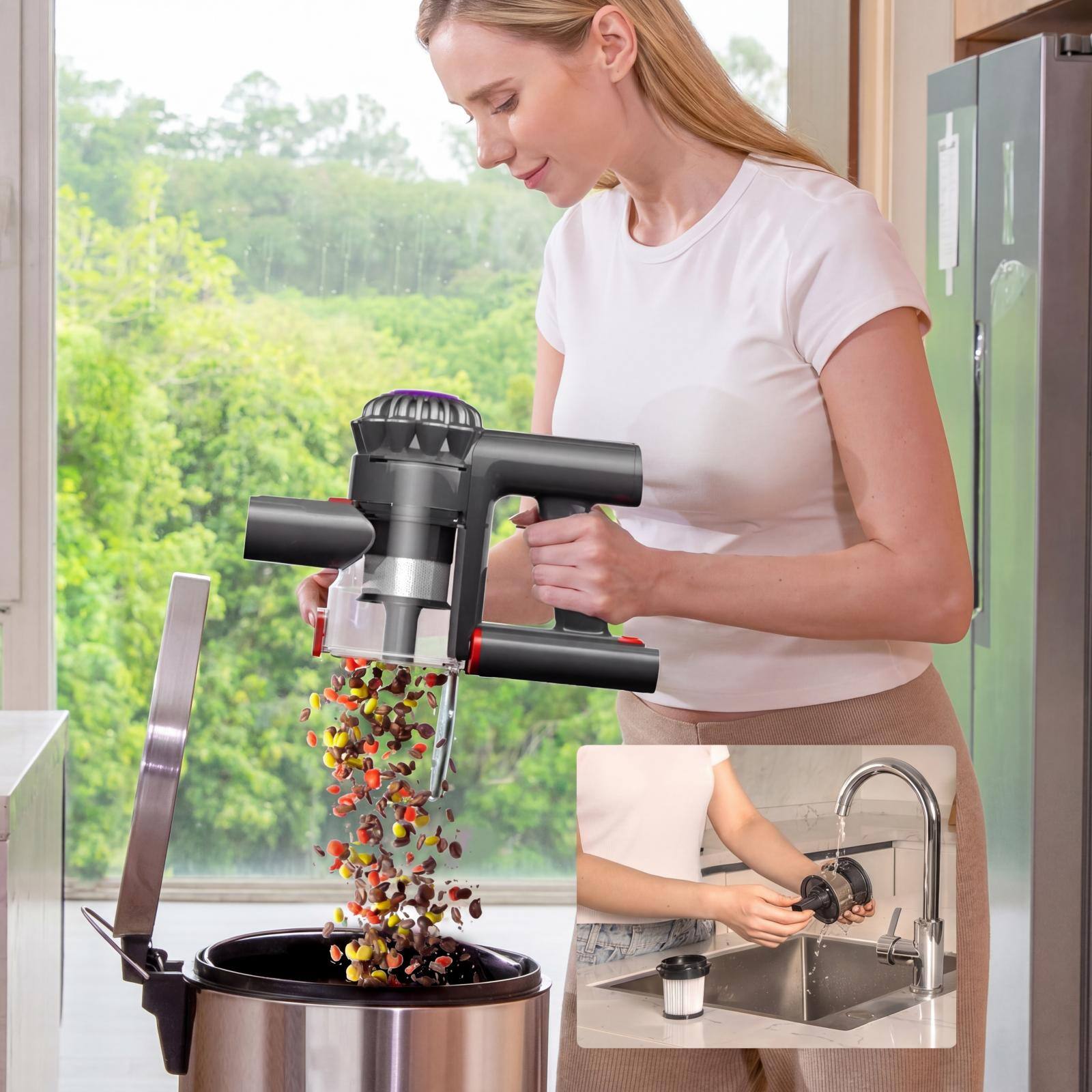 Alt View 6. COQOOL - Cordless Stick Vacuum Cleaner 450W/48Kpa, 45 Mins Max Runtime, for Pet Hair Car Carpet Hardwood Floor - Gold.
