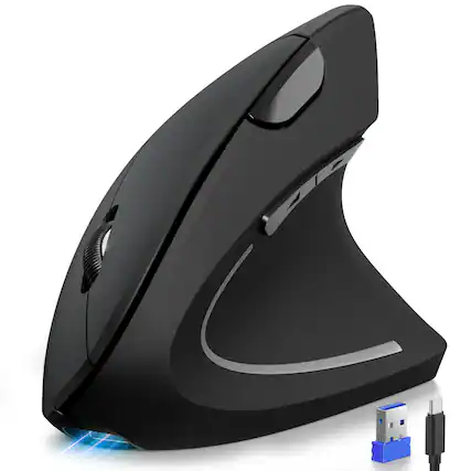 Front. Comfort Essence - Mouse Rechargeable +Vertical Mice Adjustable Wireless Optical Carpal Tunnel For Right Hand Silent... - Black-Standard.