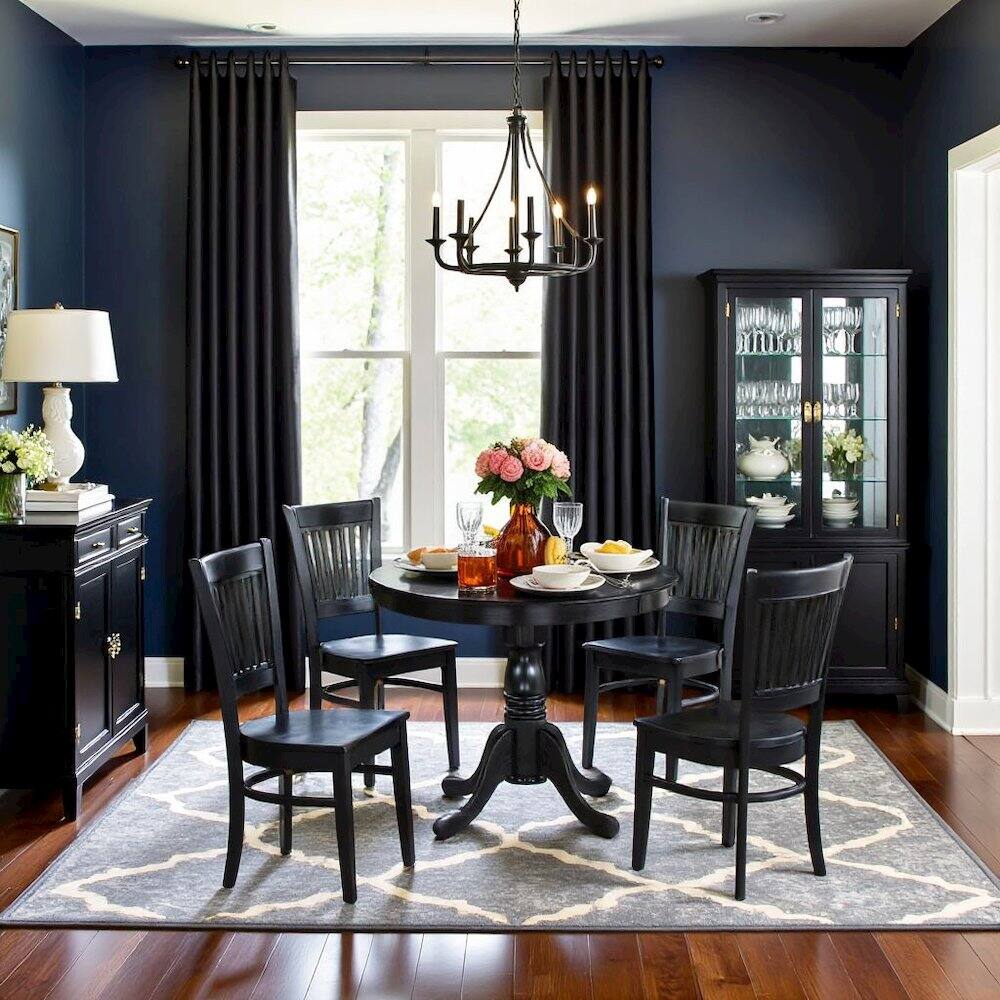 Alt View 4. FurniFact - Black 5 Pc Breakfast Nook Table Set, Kitchen Table and Chairs for 4 - Multi-Color.