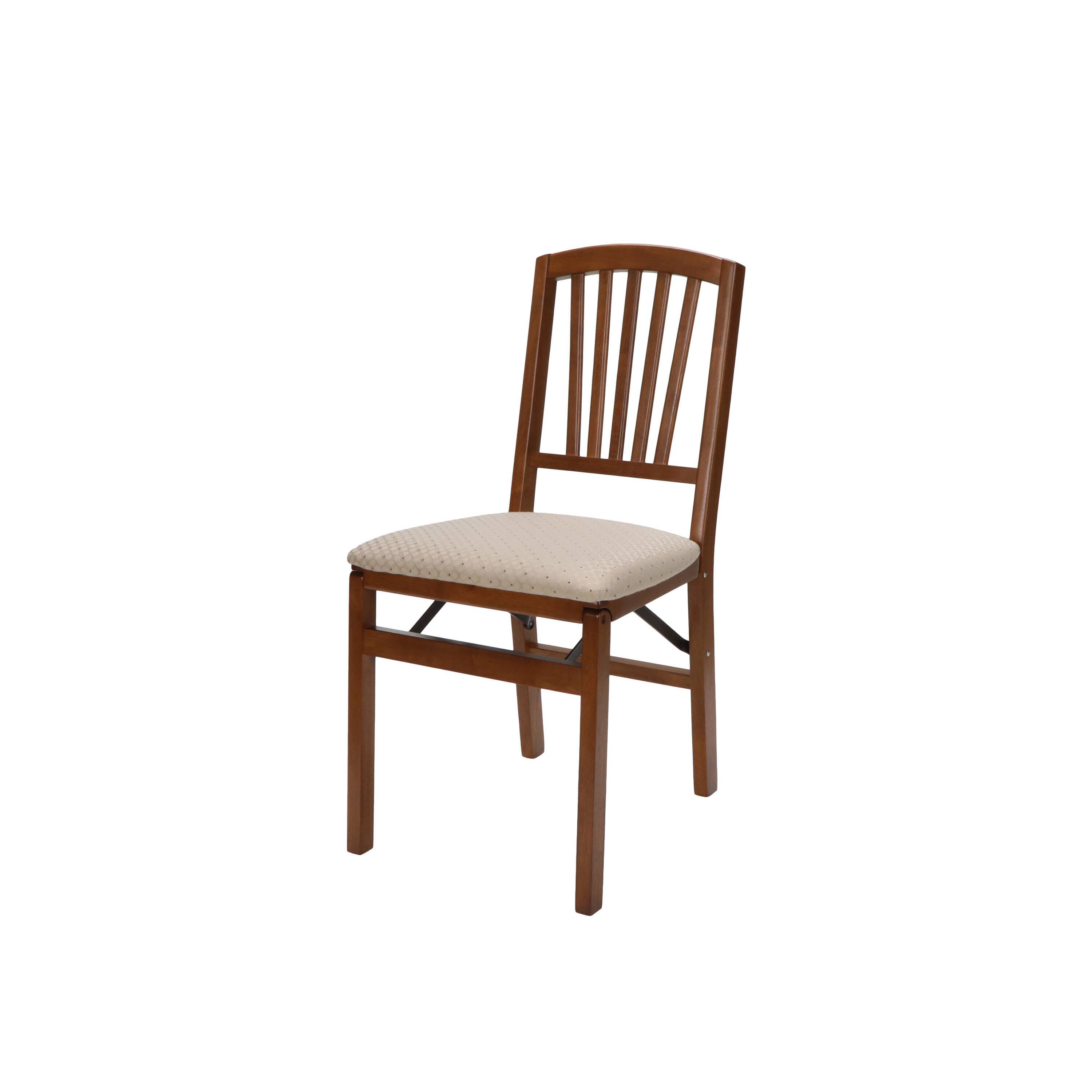 Angle. Stakmore - Stakmore Mission Fusion Folding Chair, Fruitwood Frame with Blush Fabric (Set of 2) - Brown.