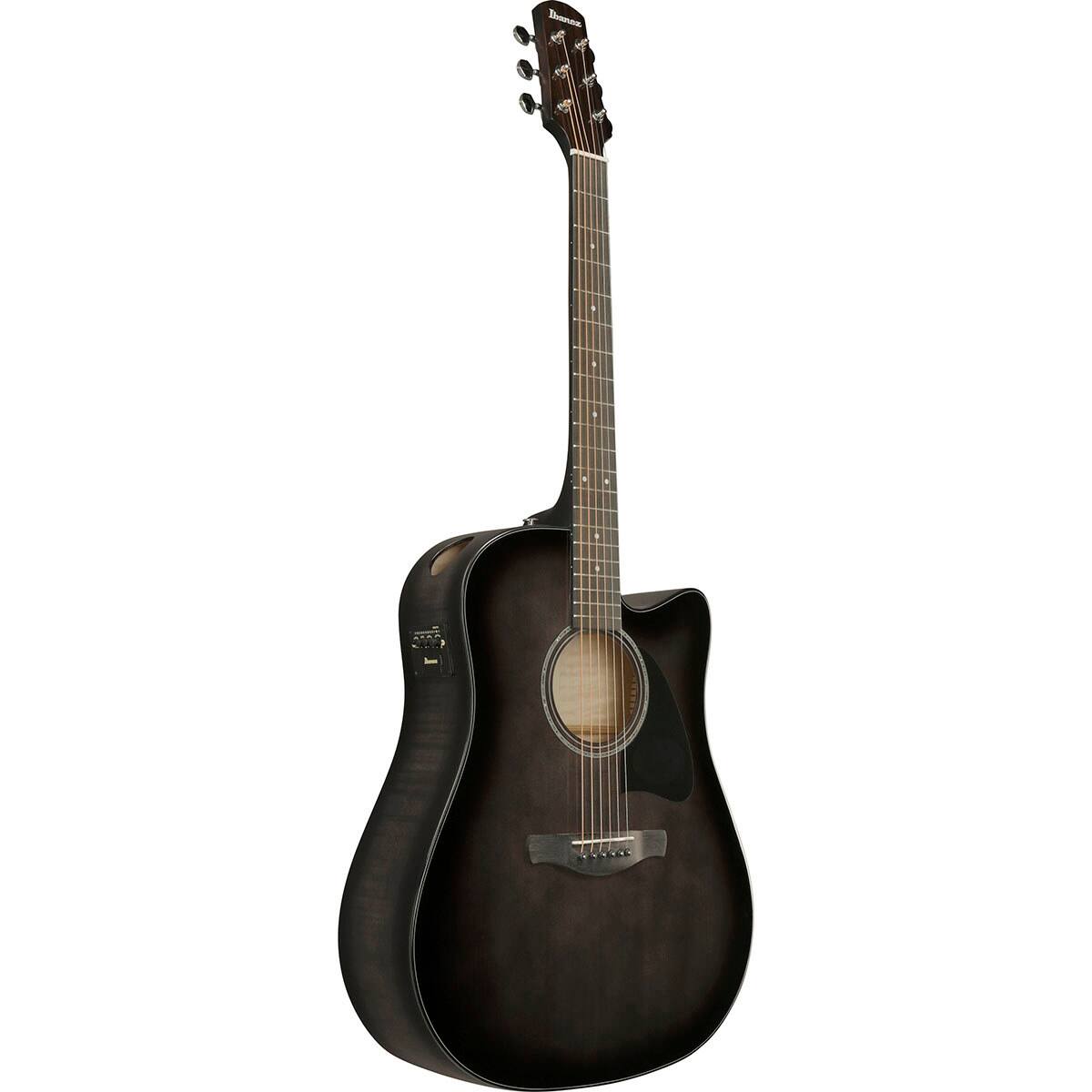 Alt View 2. Ibanez - Ibanez AAD77CE Acoustic Electric Guitar, Transparent Black Sunburst High Gloss.