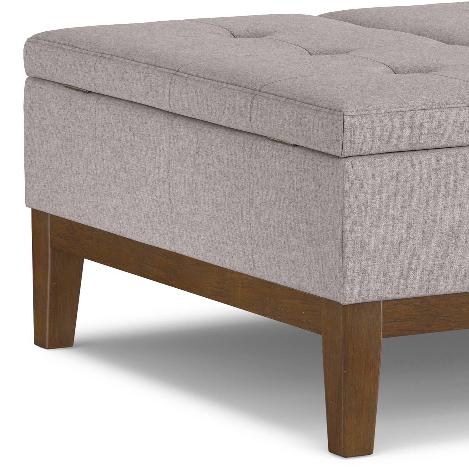 Alt View 5. Simpli Home - Dover 36 inch Wide Contemporary Square Lift Top Coffee Table Storage Ottoman in Cloud Grey Polyester Linen, Assembled - Cloud Grey.