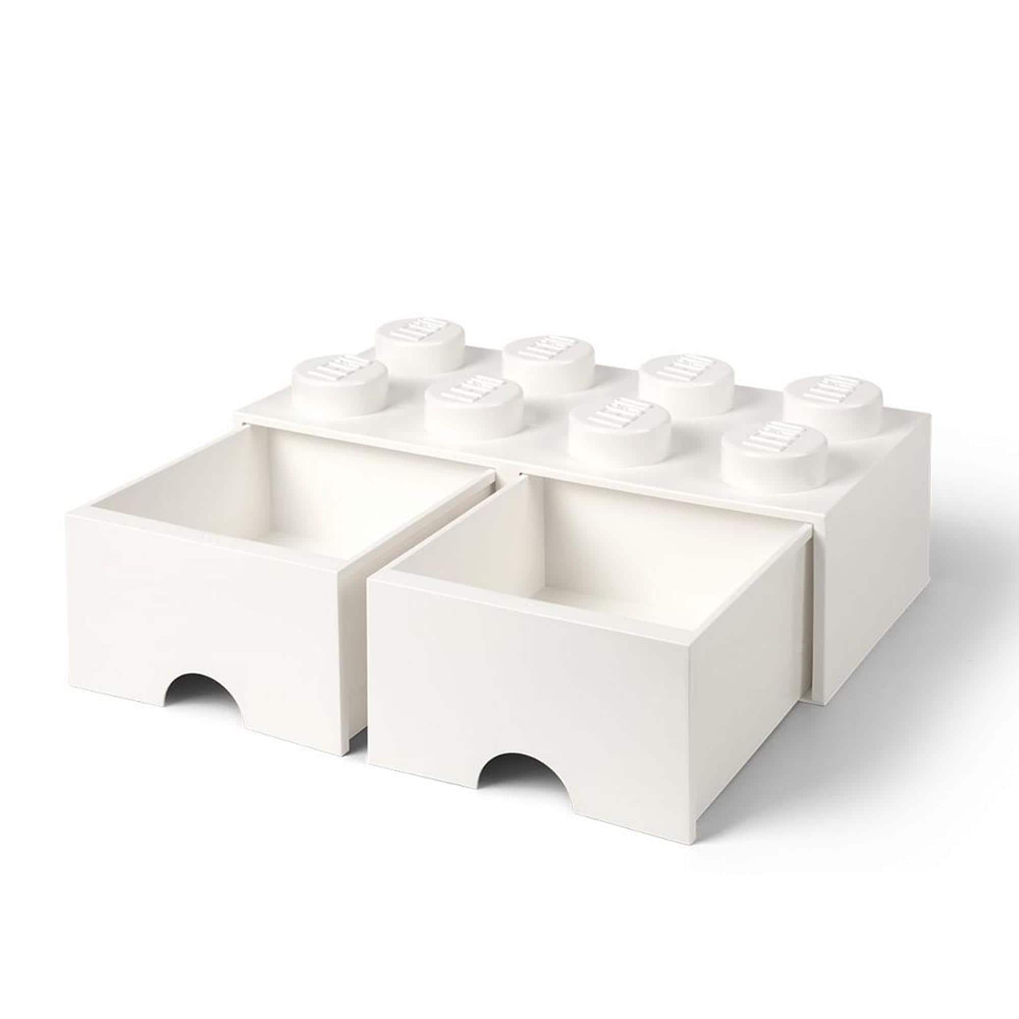 Room Copenhagen - LEGO Brick Drawer, 8 Knobs, 2 Drawers, Stackable Storage Box - White