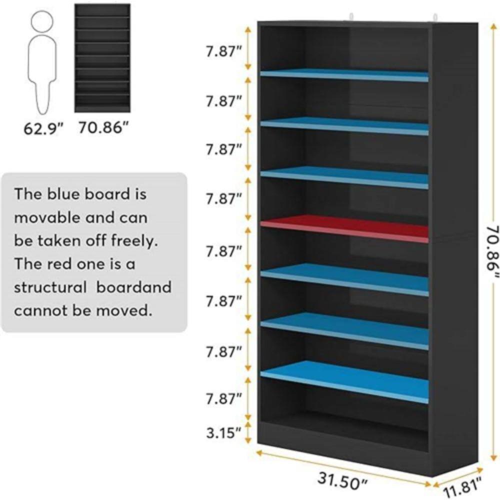 7.87" 7.87" 62.9" 70.86" 7.87"  
The blue board is movable and can be taken off freely.  
The red one is a structural board and cannot be moved.  
7.87" 7.87" 7.87" 70.86" 7.87" 7.87" 3.15" 31.50" 11.81"