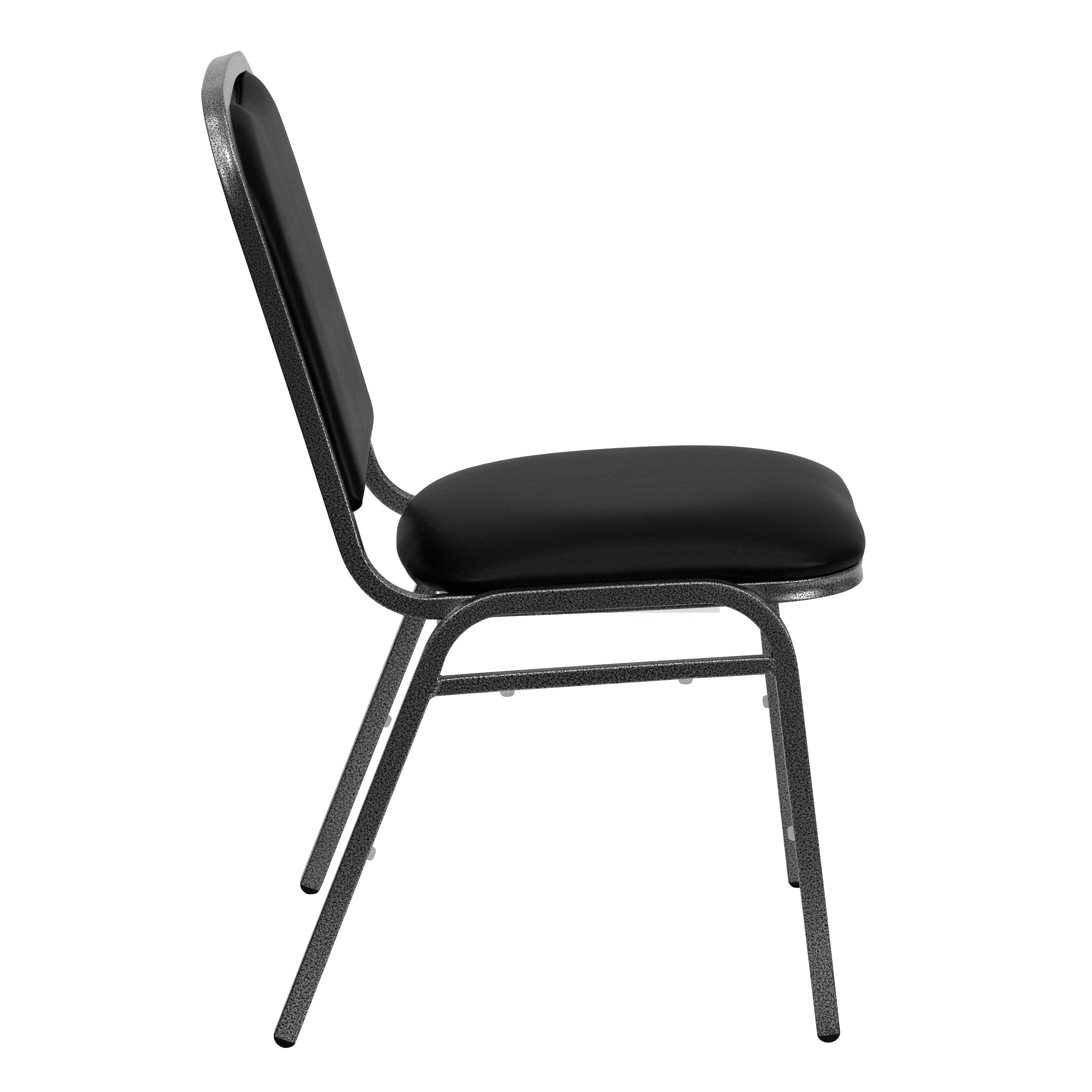 Alt View 6. Emma + Oliver - Stacking Banquet Chair with Vinyl and 1.5'' Thick Seat - Frame - Black Vinyl/Silver Vein Frame.