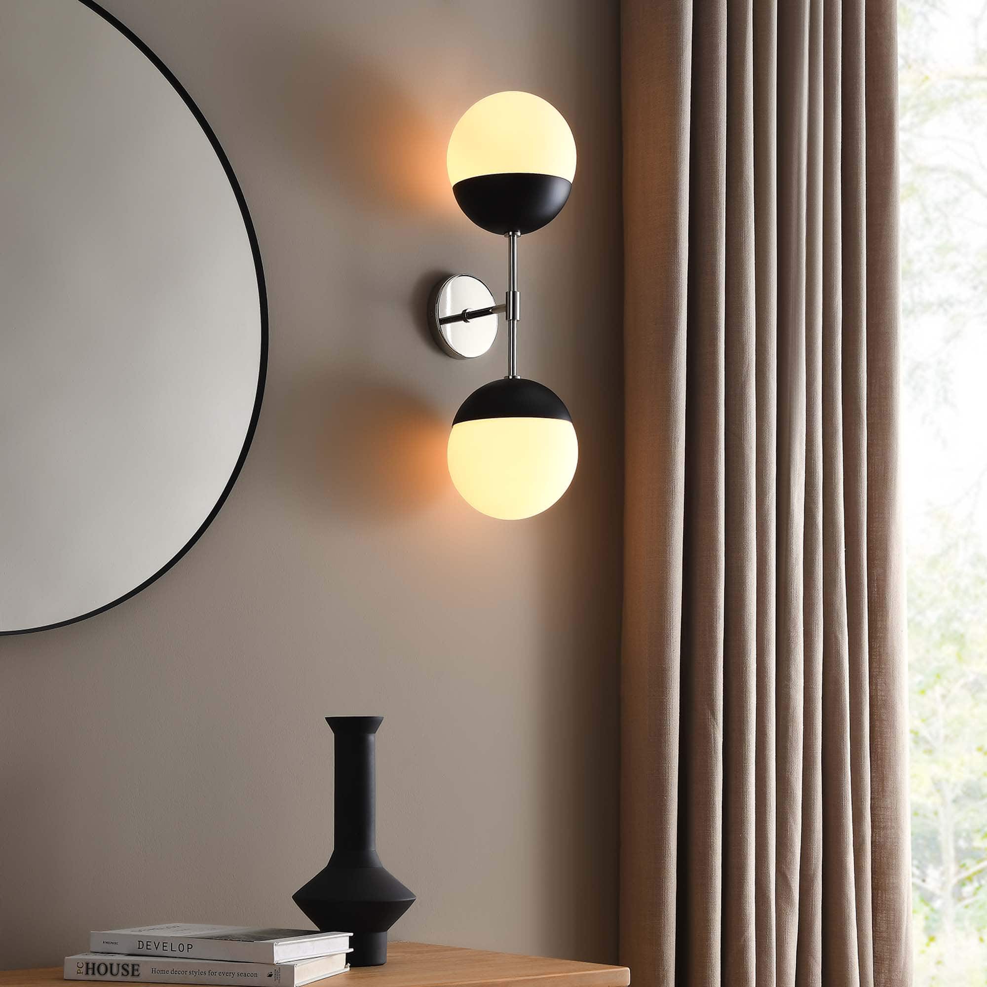 Stellar 2-Light Wall Sconce by Modway - Opal Polished Nickel