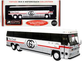 Iconic Replicas - 1980 MCI MC-9 Crusader II Intercity Coach Bus Toronto - Guelph Ontario Canada Gray Coach Vintage Bus 1/87 HO - Grey, White, Black, Red