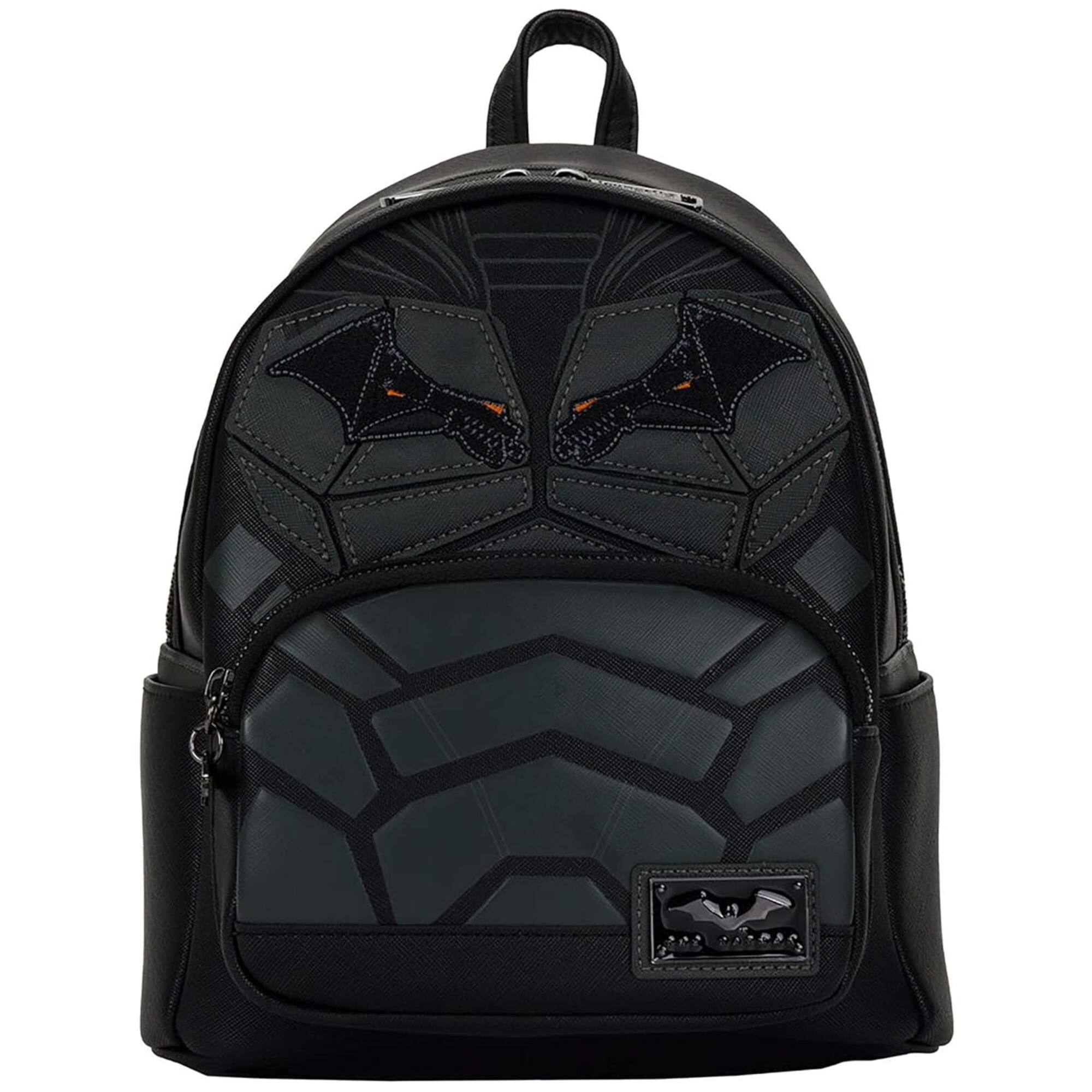 Front. LoungeFly - Loungefly Dc The Batman All Black Mini Backpack, The Dark Knight - Multicolored.