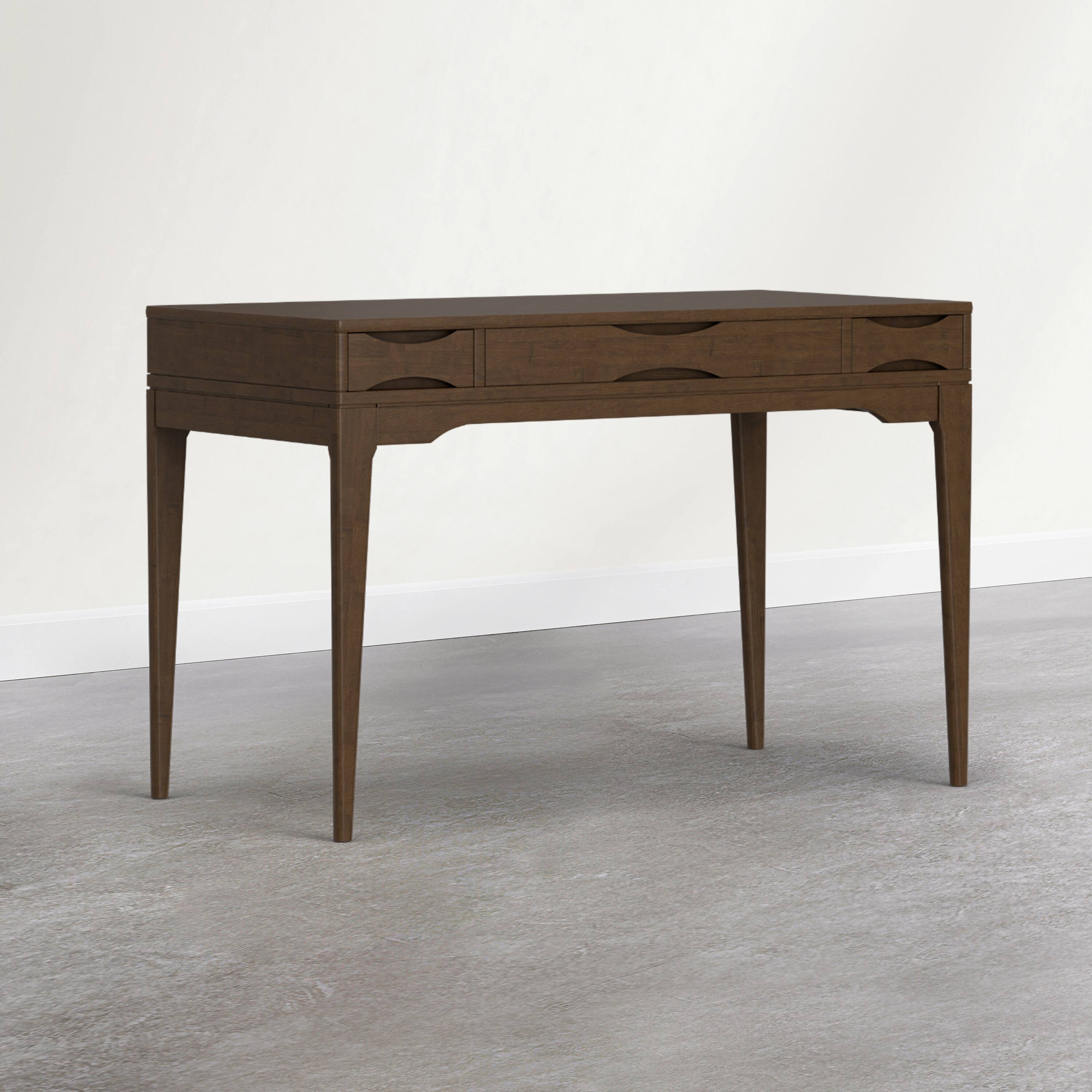Angle. Simpli Home - Harper 48 inch Wide Solid Wood Small Desk, Dark Brown Chestnut - Dark Brown Chestnut.