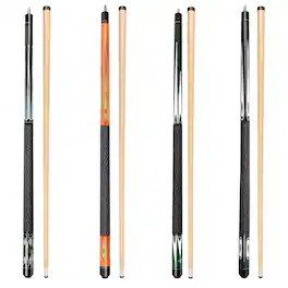 GSE Games & Sports Expert - Set of 4 58" 2-Piece Mixed Color Maple Pool Cue Sticks Set for Men/Women - 18/19/20/21oz Each - Blue,Brown,Green,Grey
