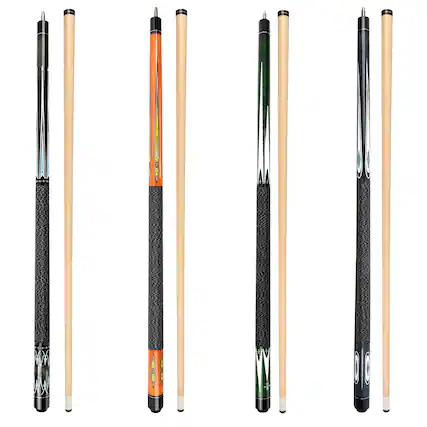 Front. GSE Games & Sports Expert - Set of 4 58" 2-Piece Mixed Color Maple Pool Cue Sticks Set for Men/Women - 18/19/20/21oz Each - Blue,Brown,Green,Grey.