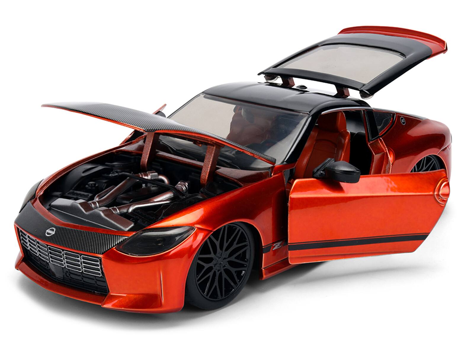Alt View 1. Jada - 2023 Nissan Z Orange Metallic with Carbon Hood and Black Top "JDM Tuners" Series 1/24 Diecast Model Car by Jada - Multicolor.