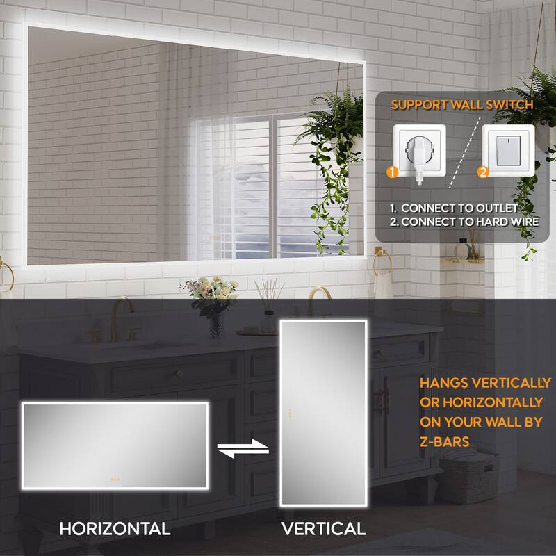SUPPORT WALL SWITCH

1. CONNECT TO OUTLET
2. CONNECT TO HARD WIRE

HANGS VERTICALLY OR HORIZONTALLY ON YOUR WALL BY Z-BARS

HORIZONTAL

VERTICAL