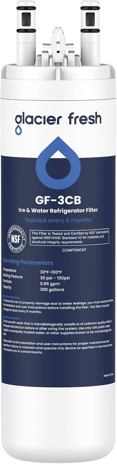 GLACIER FRESH - WF3CB Refrigerator Water Filter Replacement for PureSource 3, 1 Pack